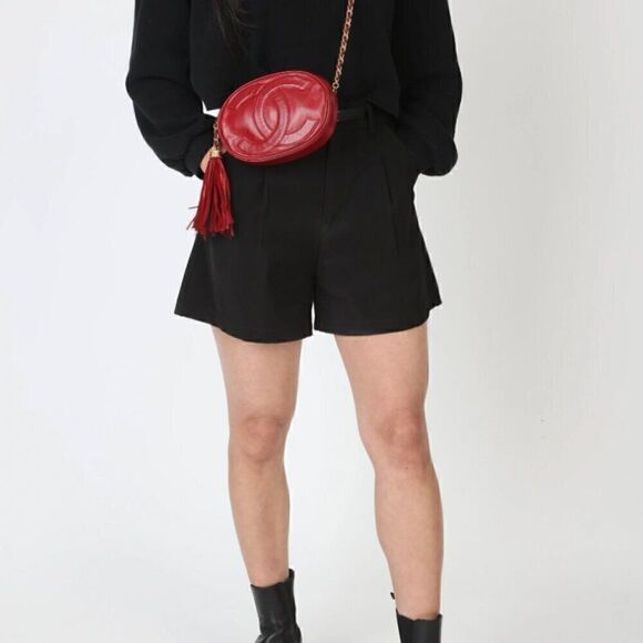 Chanel Red Leather CrossBody Round Oval Mini Small Camera Tassel Bag Purse VTG - Picture 1 of 16